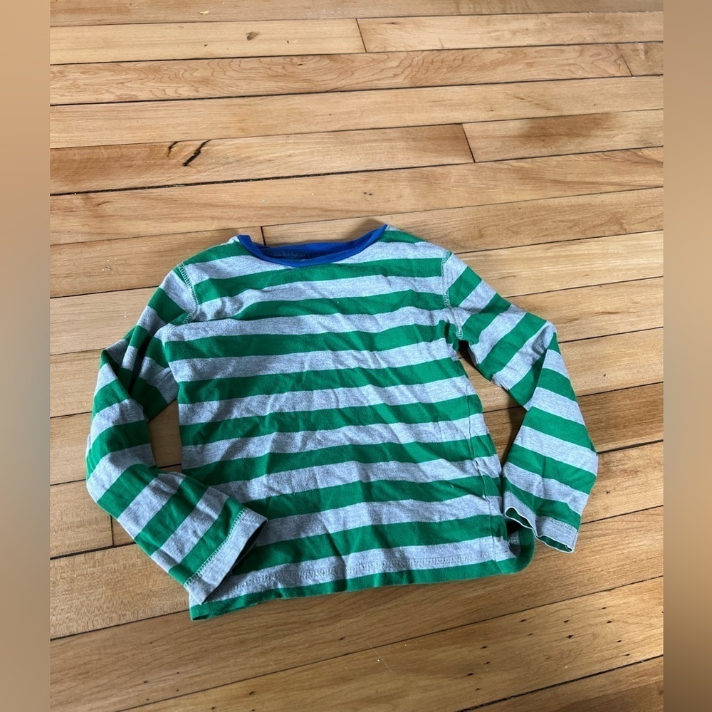 Boden green and grey striped long sleeve shirt